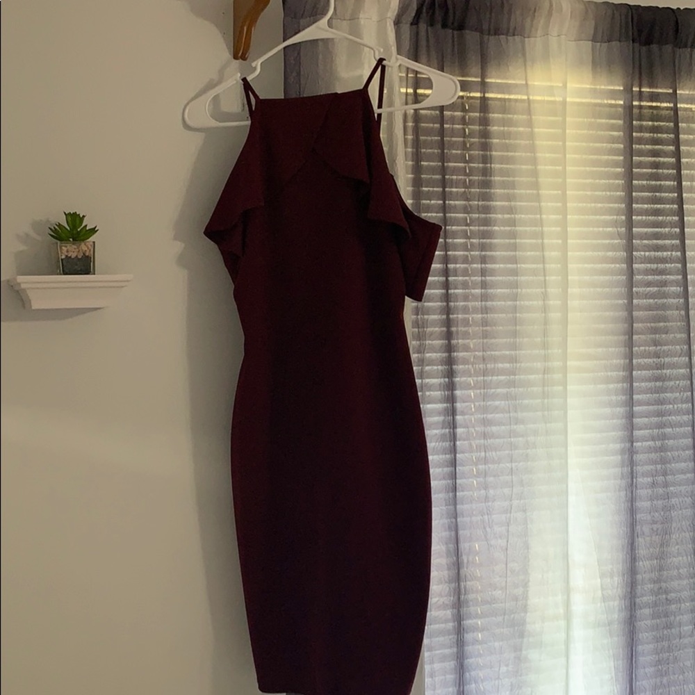 skin tight burgundy dress